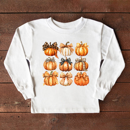 Coquette Fall Pumpkin Chart | Toddler Graphic Long Sleeve Tee