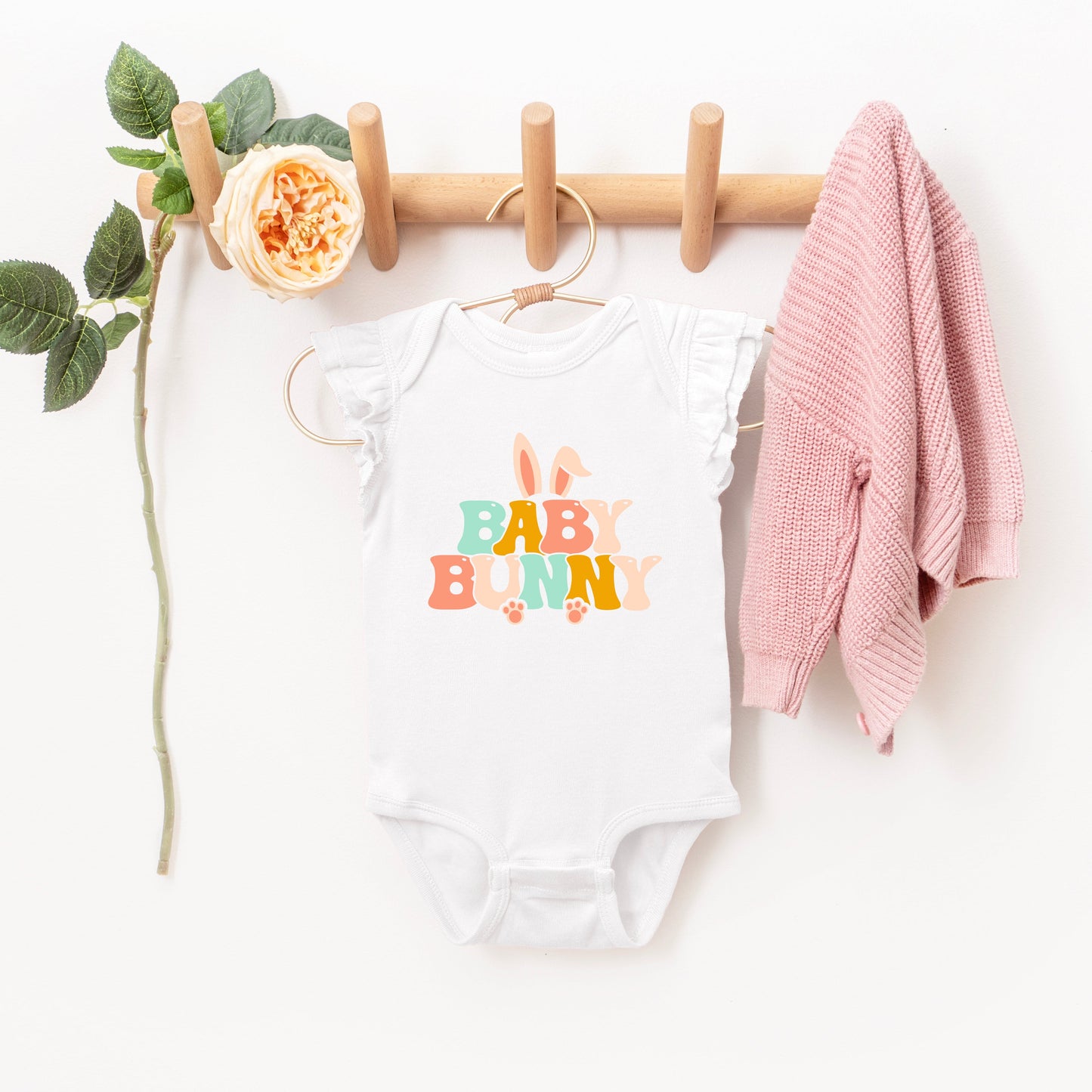 Baby Bunny Ears | Baby Graphic Flutter Sleeve Onesie