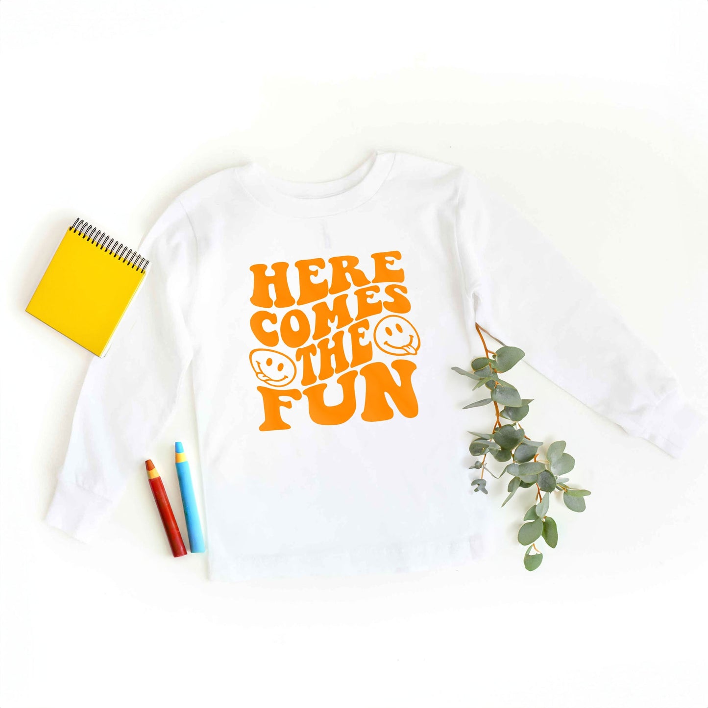 Here Comes The Fun Puff Print | Toddler Graphic Long Sleeve Tee