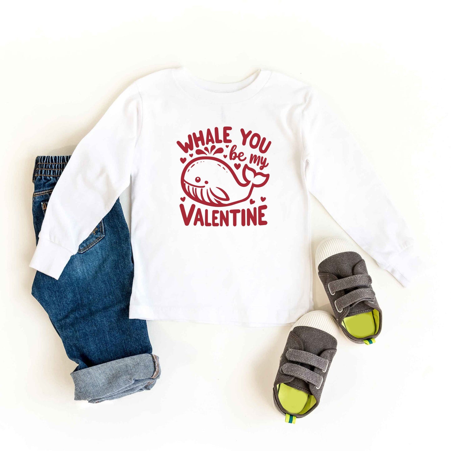 Valentines Whale | Youth Graphic Long Sleeve Tee