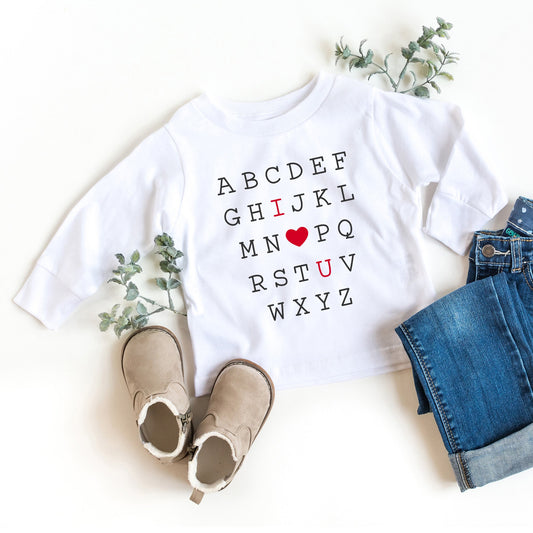 Alphabet I Love You | Youth Graphic Long Sleeve Tee