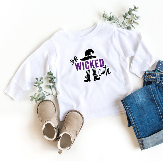 So Wicked Cute Glitter | Toddler Graphic Long Sleeve Tee