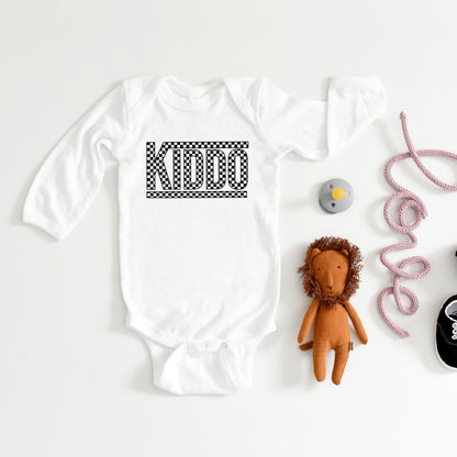 Kiddo Checkered | Baby Graphic Long Sleeve Onesie