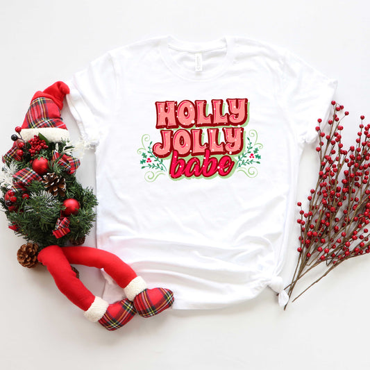 Holly Jolly Babe Stacked | Youth Graphic Short Sleeve Tee