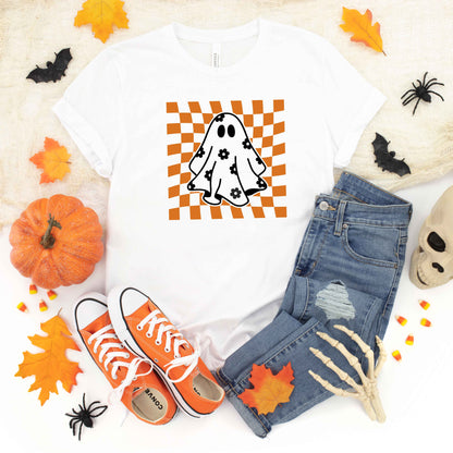 Checkered Flower Ghost | Youth Graphic Short Sleeve Tee