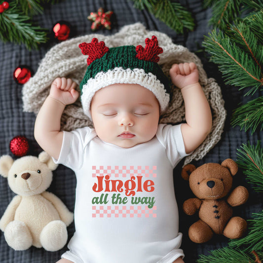 Jingle All The Way Checkered | Baby Graphic Short Sleeve Onesie