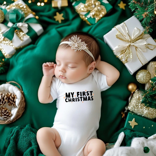 My First Christmas Stars | Baby Graphic Short Sleeve Onesie