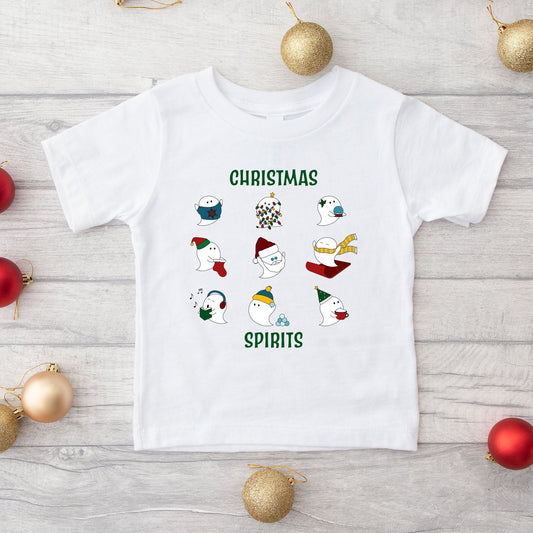 Christmas Spirits Green Words | Toddler Graphic Short Sleeve Tee