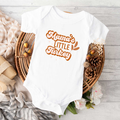 Mama's Little Turkey Colorful | Baby Graphic Short Sleeve Onesie