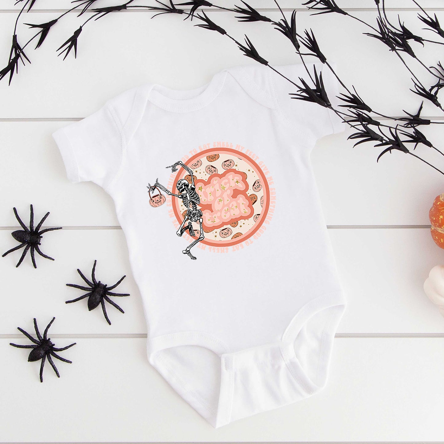 Trick Or Treat Skeleton | Baby Graphic Short Sleeve Onesie