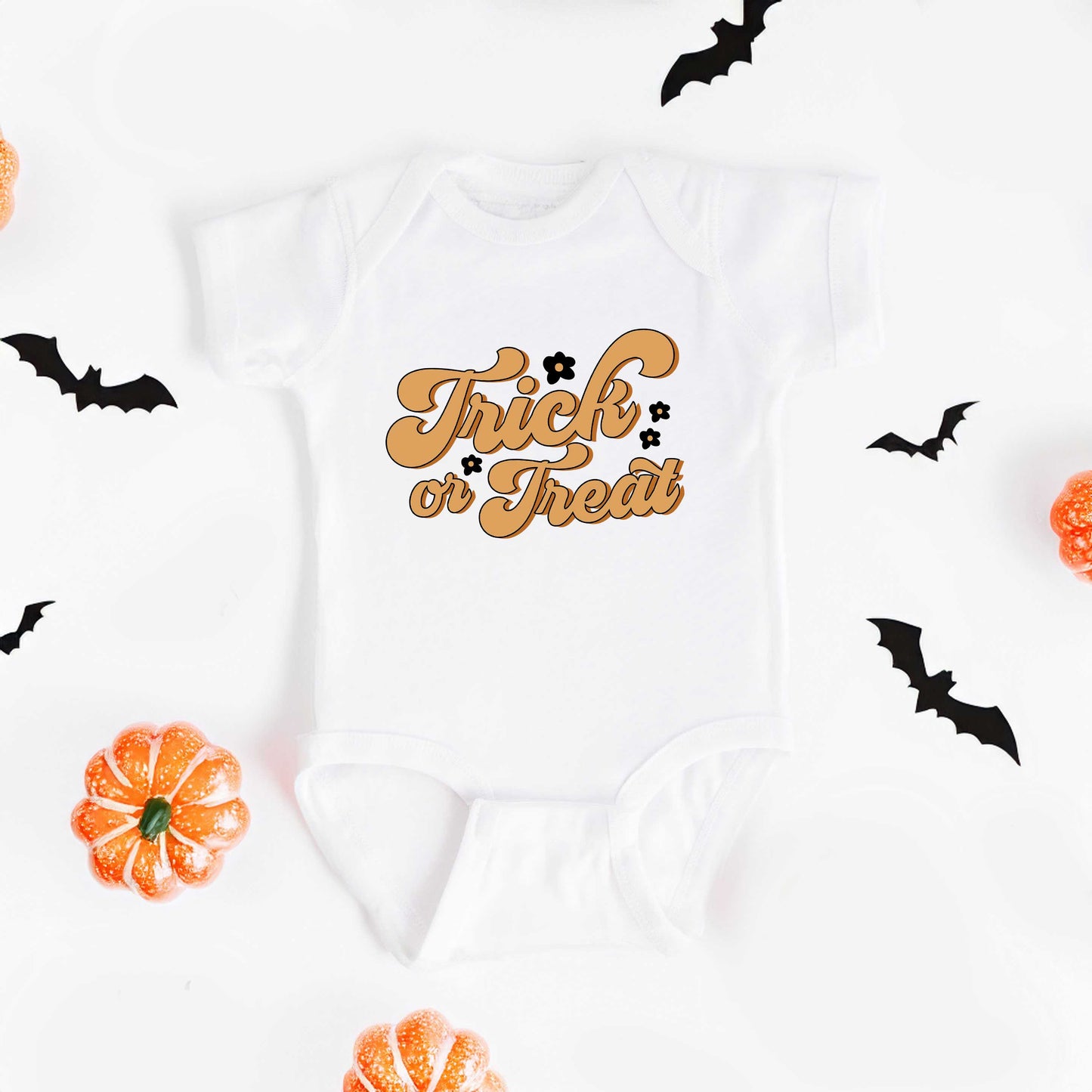 Trick Or Treat Flowers | Baby Graphic Short Sleeve Onesie