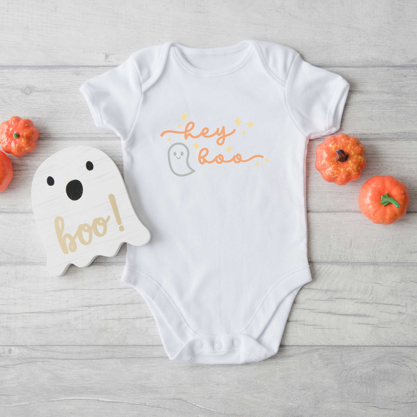 Hey Boo Ghost Kids | Baby Graphic Short Sleeve Onesie