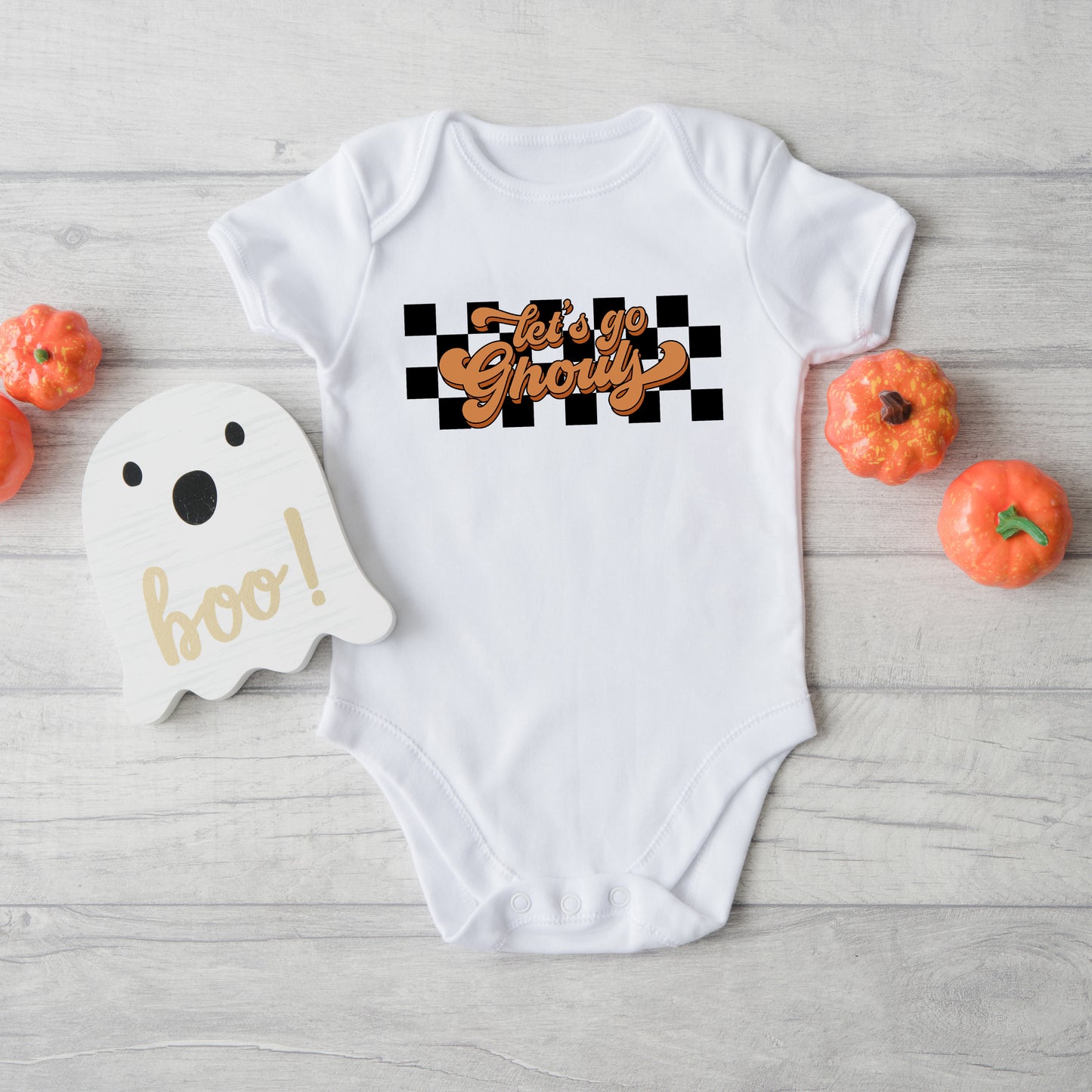 Let's Go Ghouls Checkered | Baby Graphic Short Sleeve Onesie