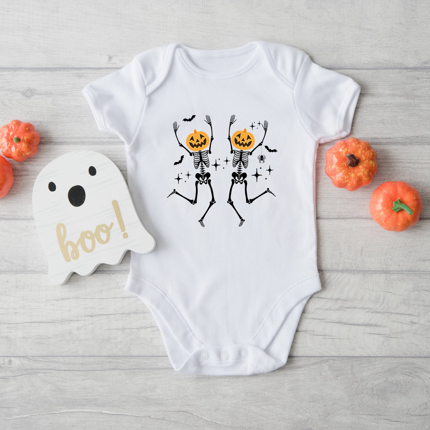 Pumpkin Skeleton | Baby Graphic Short Sleeve Onesie