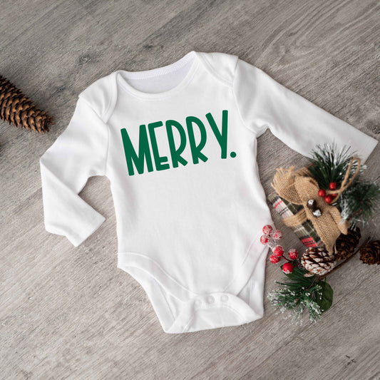 Merry Bold Word | Baby Graphic Long Sleeve Onesie