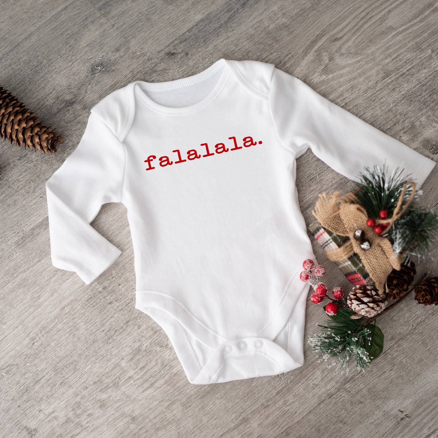 Falalala Puff Print | Baby Graphic Long Sleeve Onesie