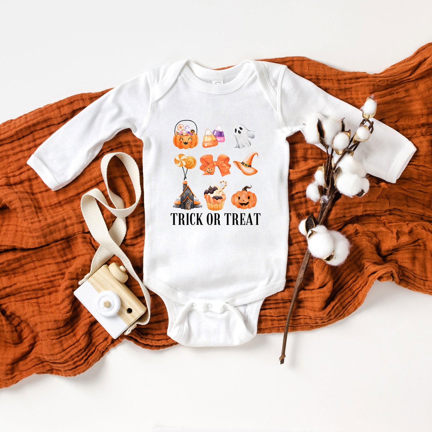 Trick Or Treat Chart | Baby Graphic Long Sleeve Onesie