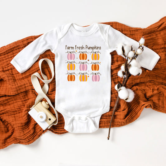 Farm Fresh Pumpkins Chart | Baby Graphic Long Sleeve Onesie