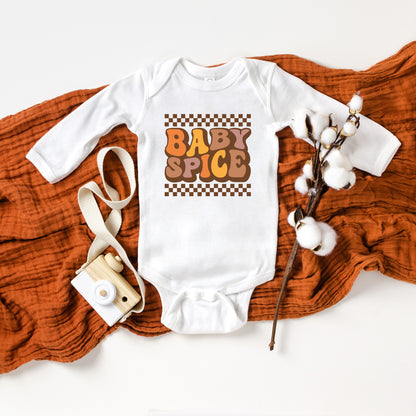 Baby Spice Checkered | Baby Graphic Long Sleeve Onesie