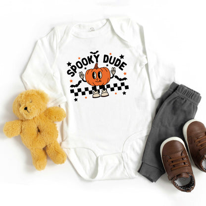 Spooky Dude Pumpkin | Baby Graphic Long Sleeve Onesie