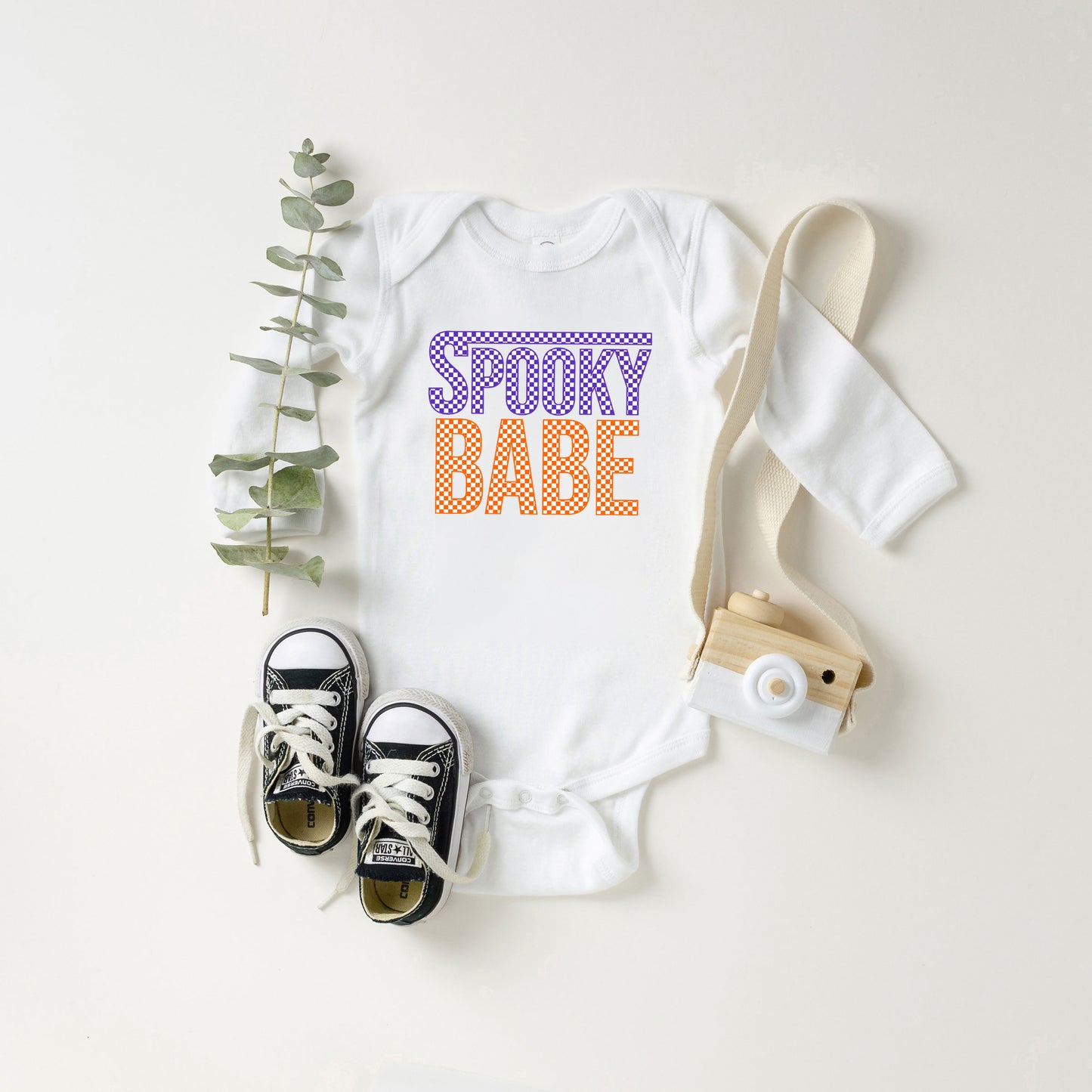 Spooky Babe Checkered | Baby Graphic Long Sleeve Onesie