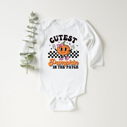Cutest Pumpkin Checkered | Baby Graphic Long Sleeve Onesie