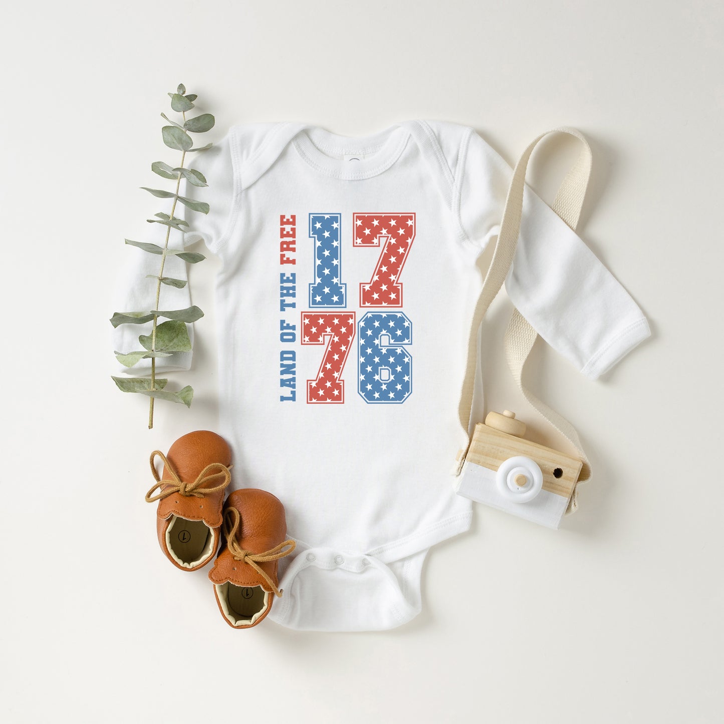 Land Of The Free Retro Stars | Baby Long Sleeve Onesie