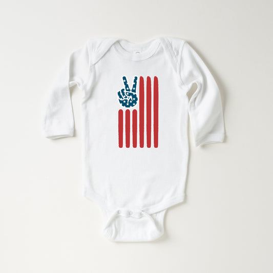 Flag Peace Sign | Baby Long Sleeve Onesie