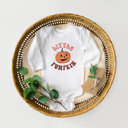 Little Pumpkin Retro | Baby Graphic Long Sleeve Onesie