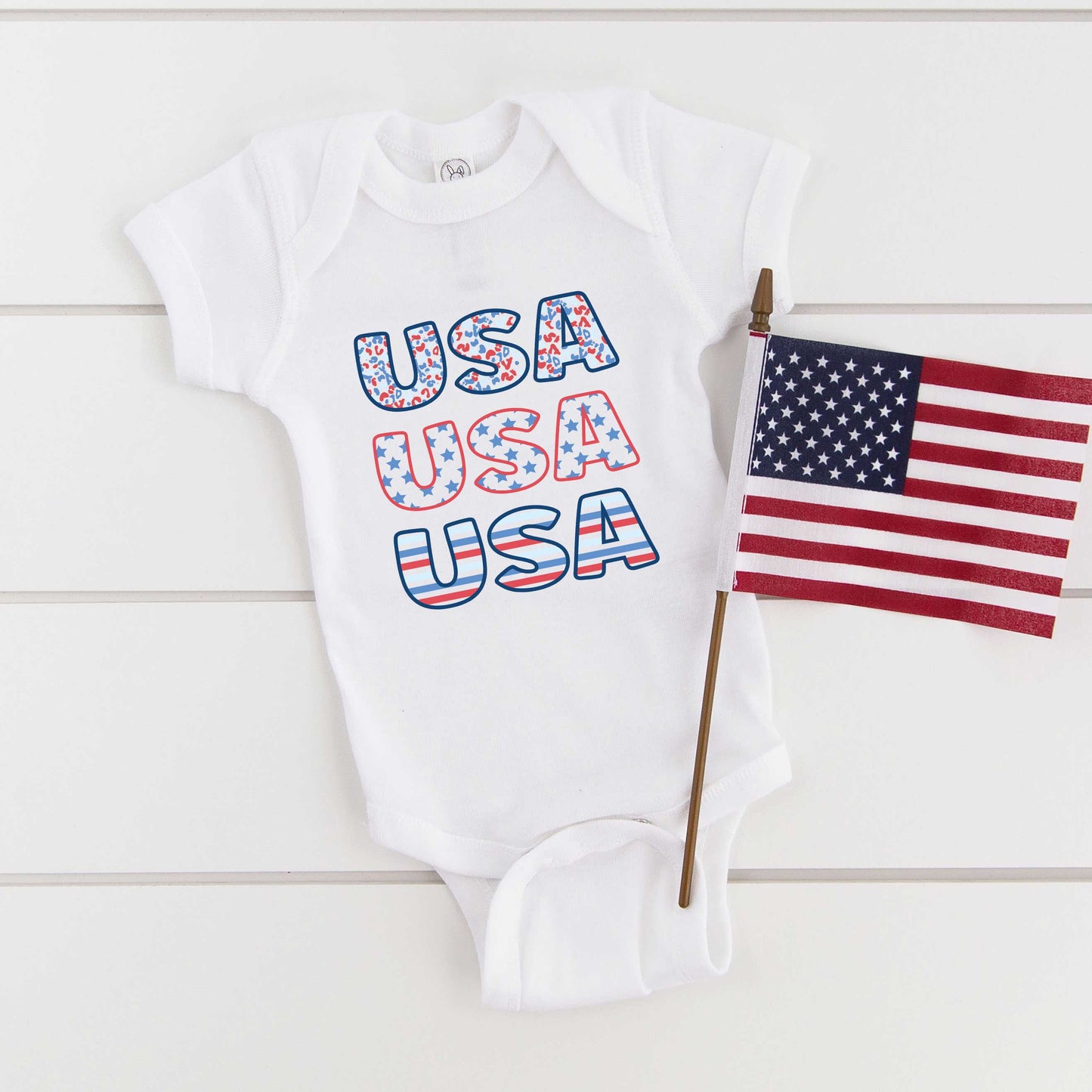 USA Stacked Colorful | Baby Graphic Short Sleeve Onesie