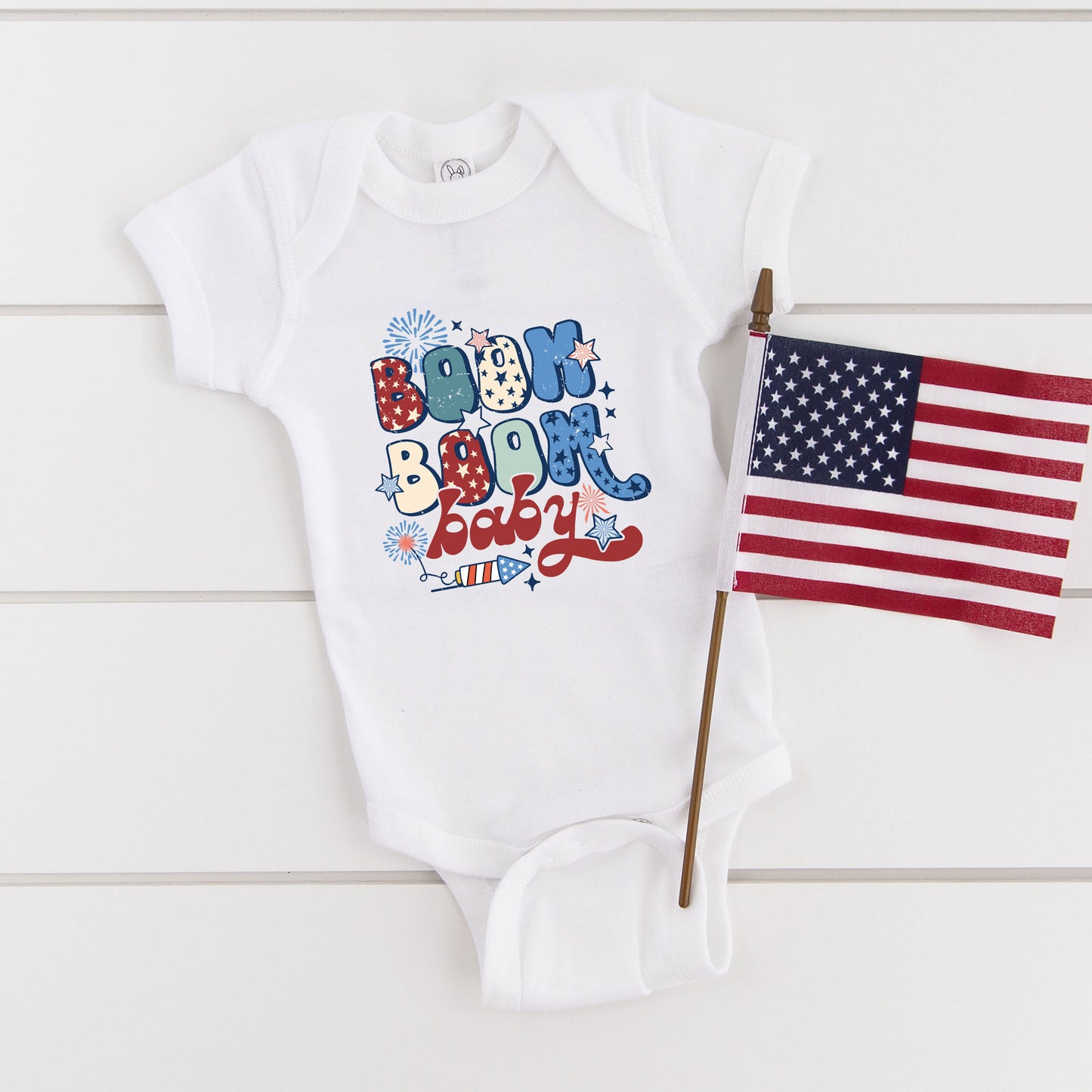 Boom Boom Baby Firework | Baby Graphic Short Sleeve Onesie