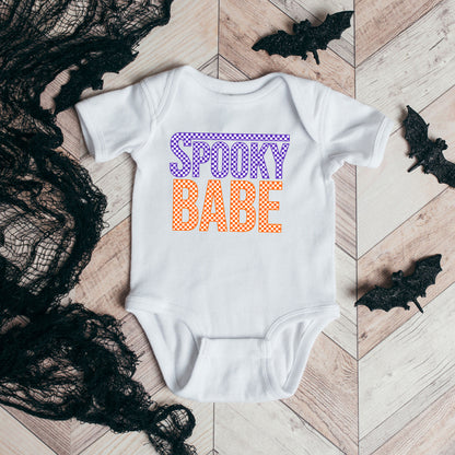 Spooky Babe Checkered | Baby Graphic Short Sleeve Onesie