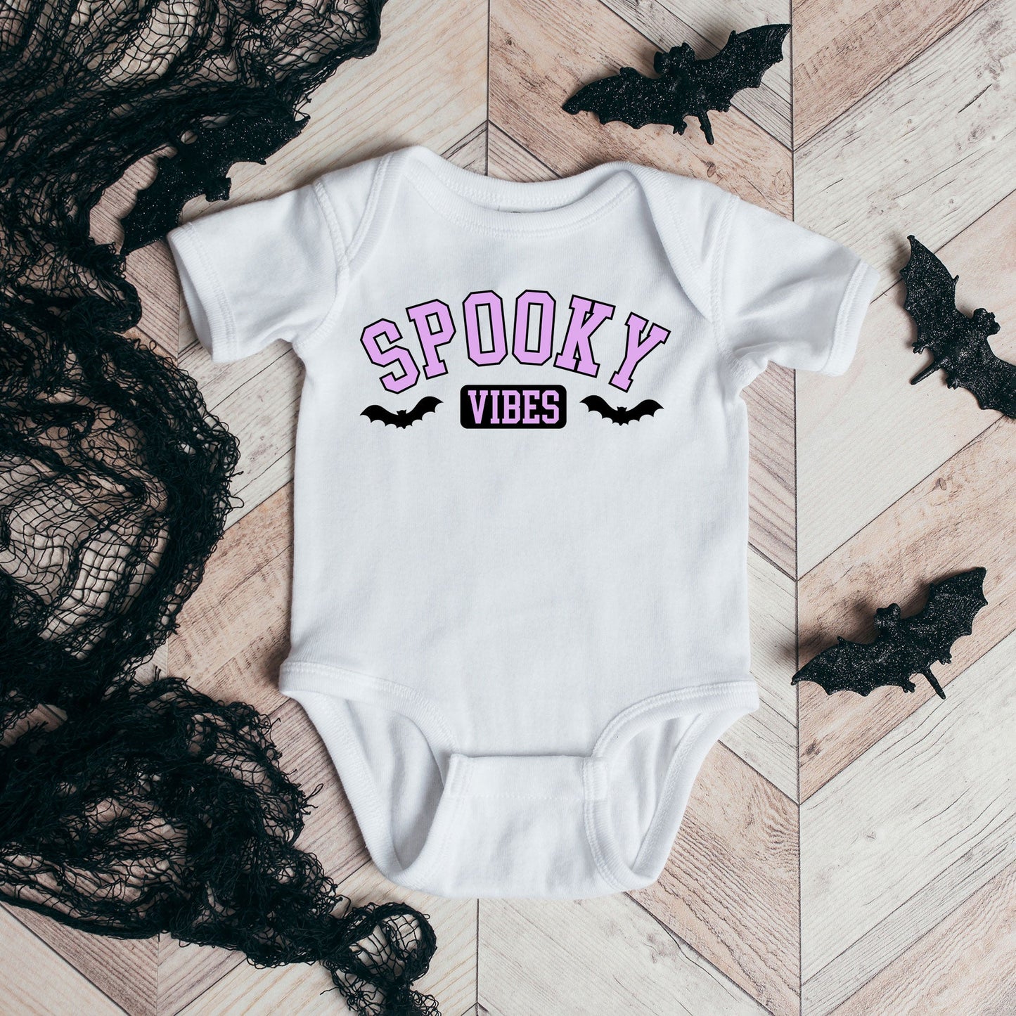 Spooky Vibes Bats | Baby Graphic Short Sleeve Onesie