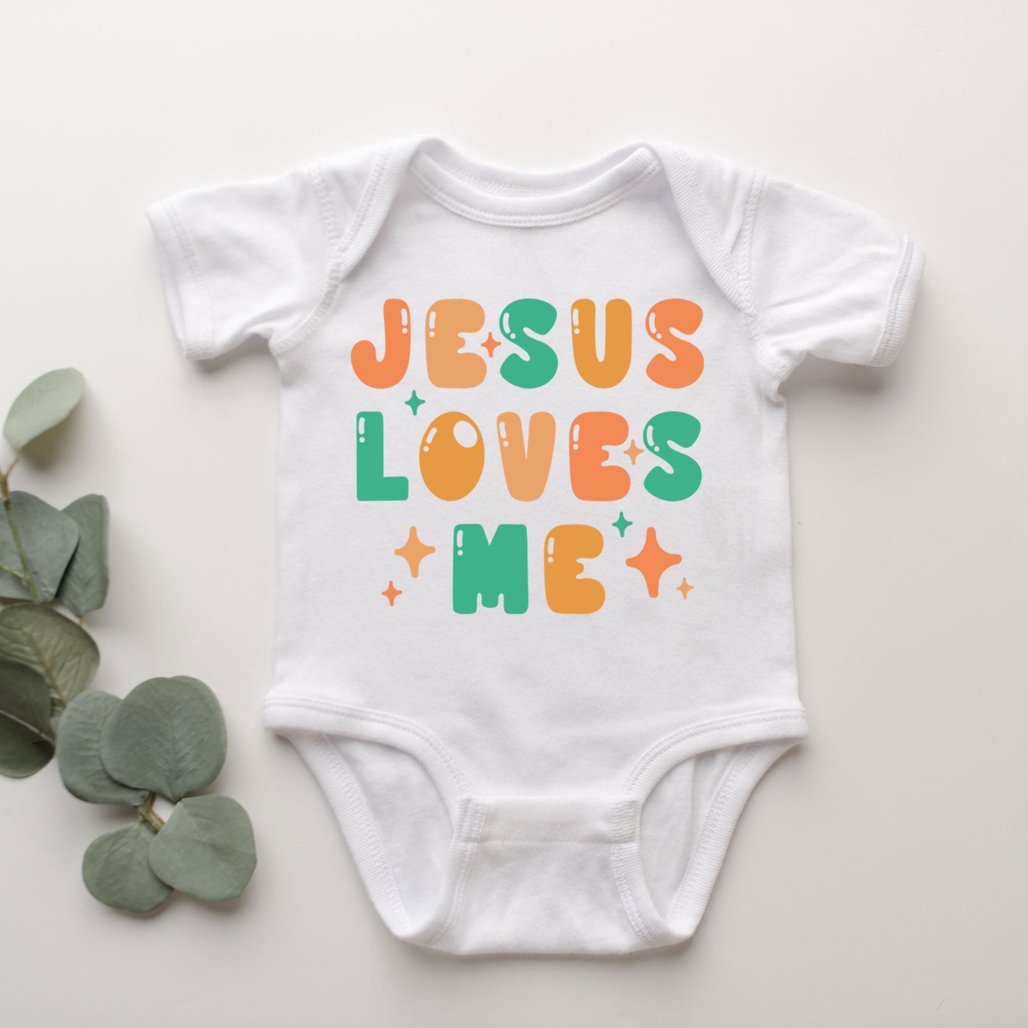 Jesus Loves Me Stars | Baby Graphic Short Sleeve Onesie