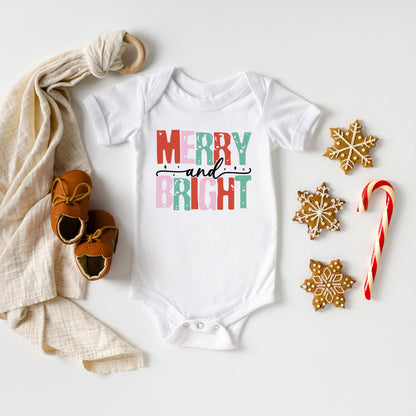 Merry And Bright Colorful | Baby Graphic Short Sleeve Onesie