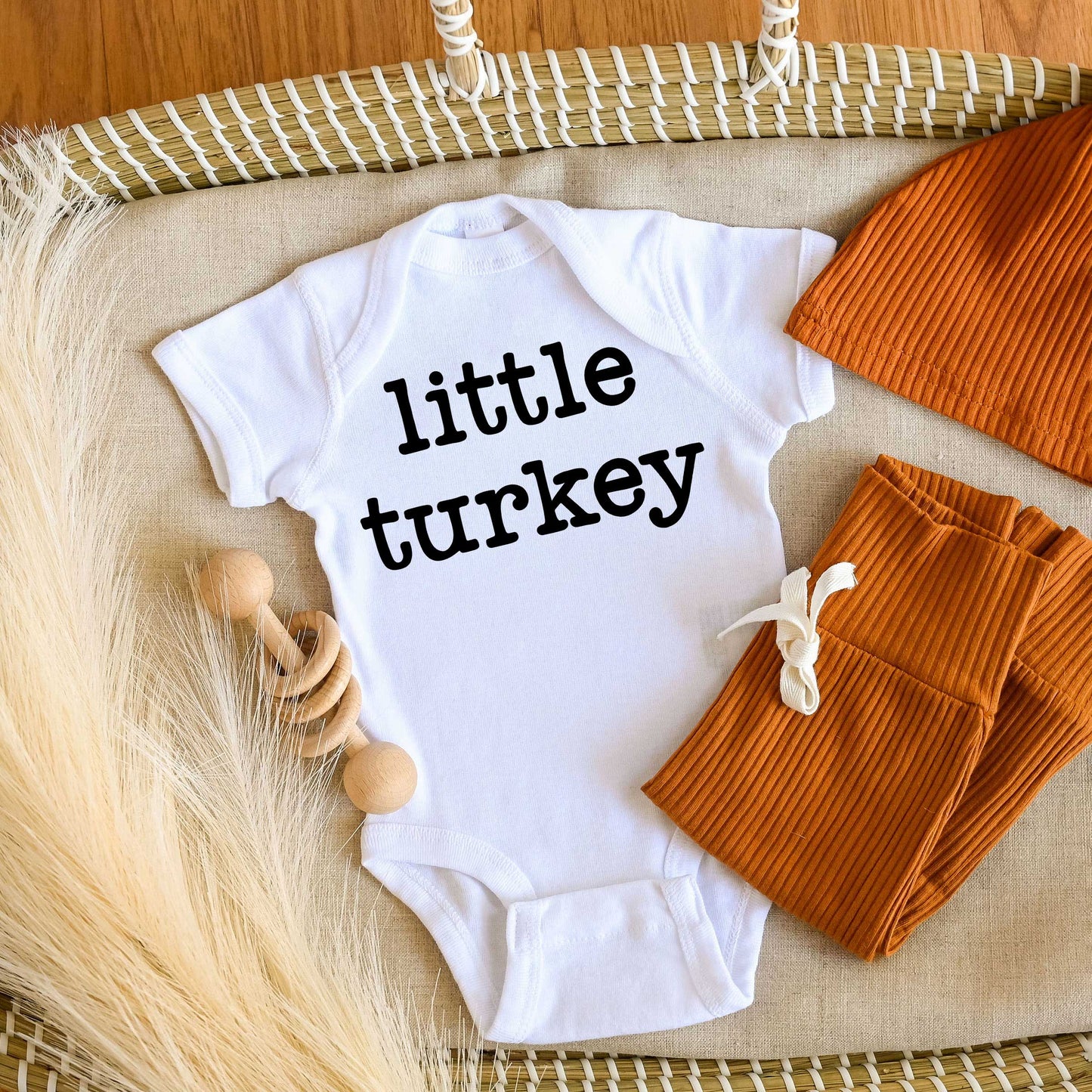 Little Turkey Typewriter | Baby Graphic Short Sleeve Onesie