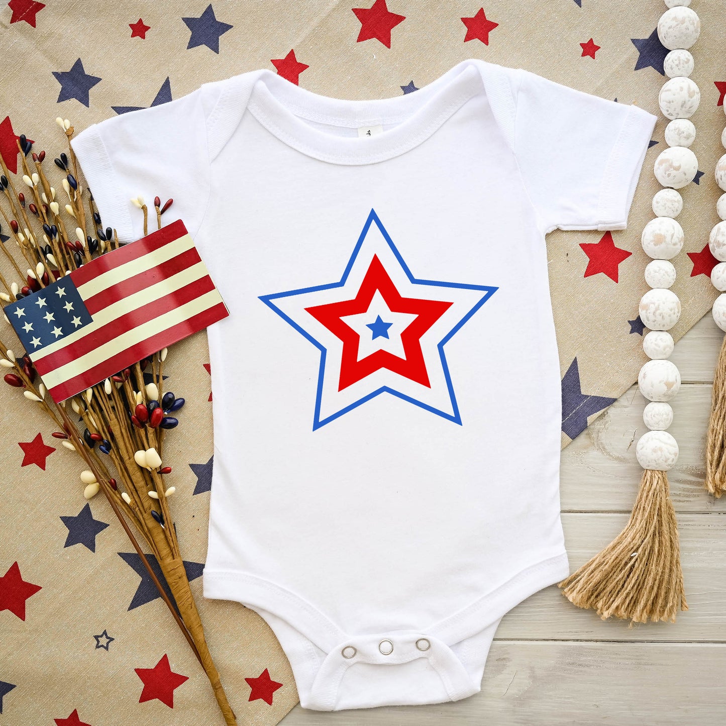 Patriotic Three Star | Baby Onesie
