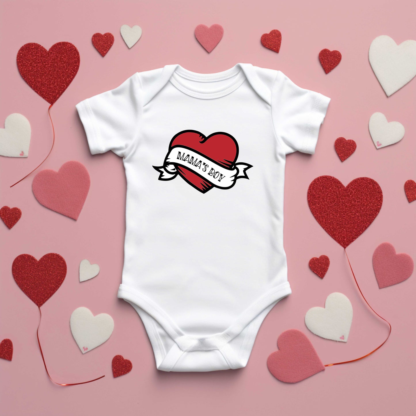 Mama's Boy Heart | Baby Graphic Short Sleeve Onesie