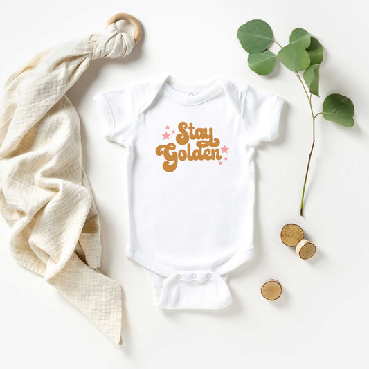 Stay Golden Stars | Baby Graphic Short Sleeve Onesie