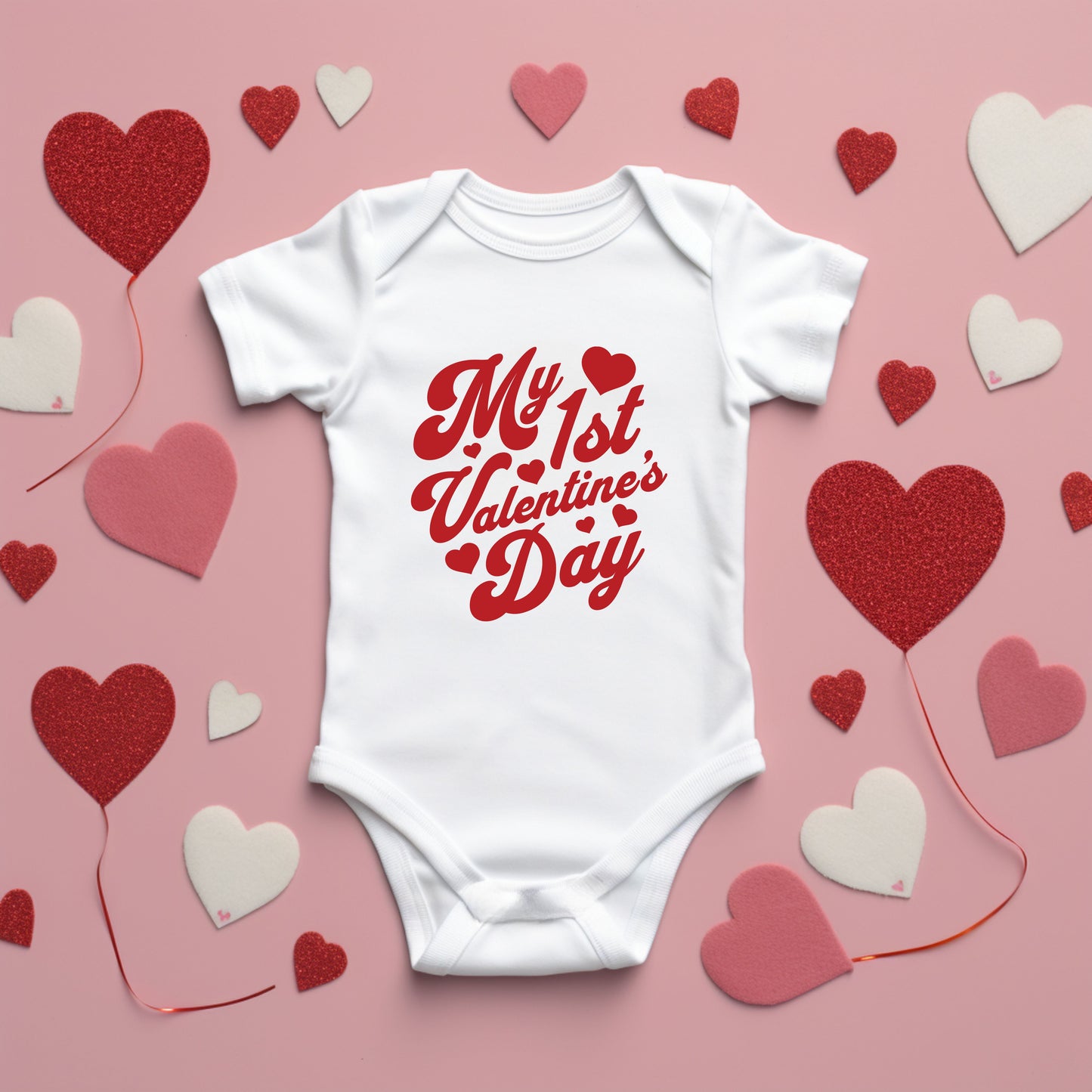 First Valentine's Cursive | Baby Graphic Short Sleeve Onesie