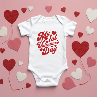 First Valentine's Cursive | Baby Graphic Short Sleeve Onesie