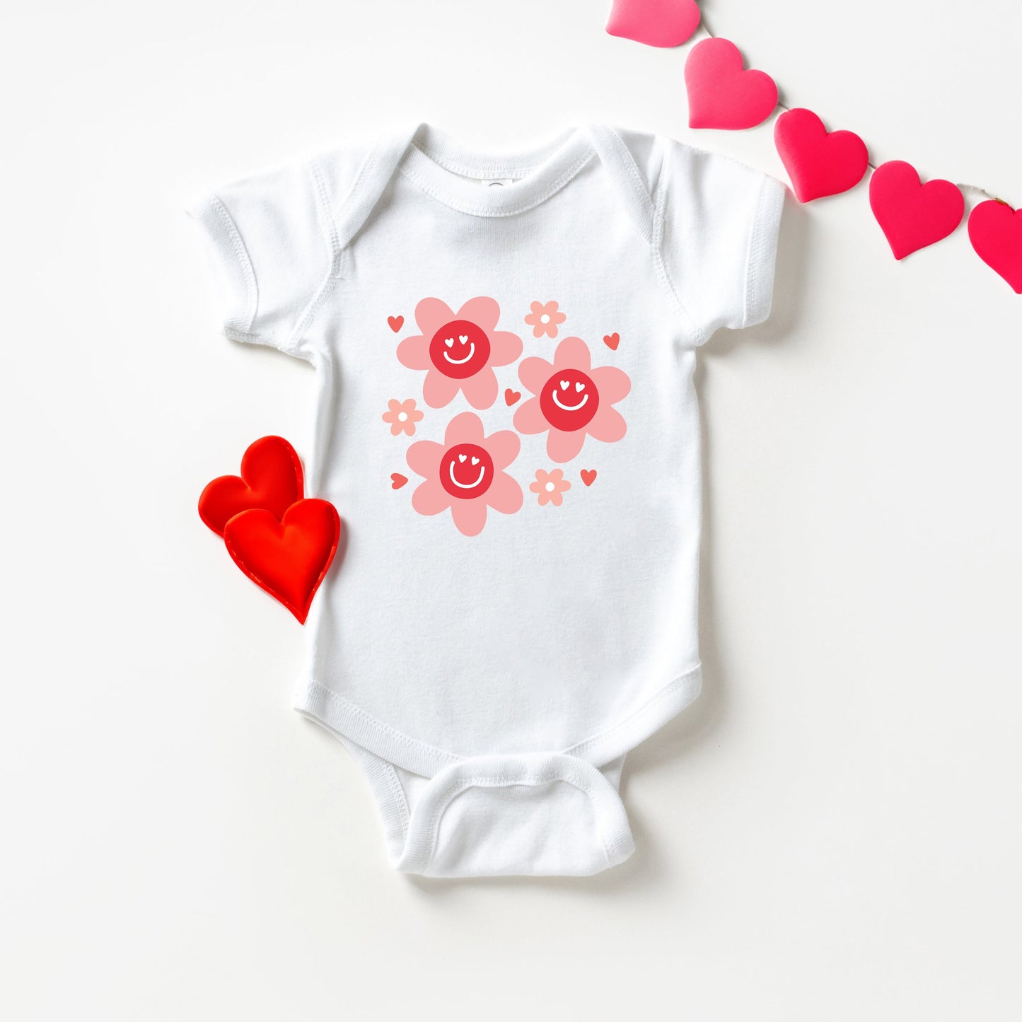Hippy Flower Valentine | Baby Graphic Short Sleeve Onesie
