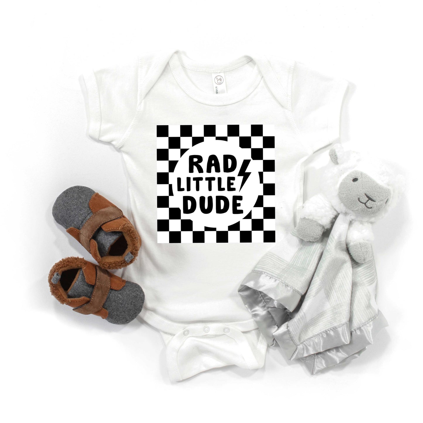 Rad Little Dude Checkered | Baby Graphic Short Sleeve Onesie
