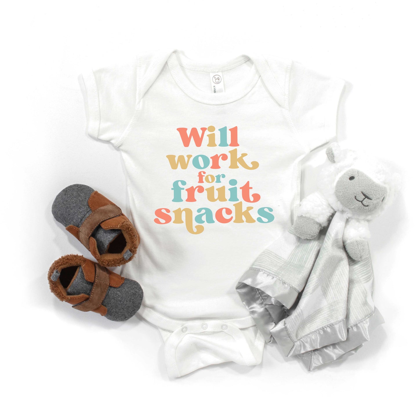 Work For Fruit Snacks Colorful | Baby Graphic Short Sleeve Onesie