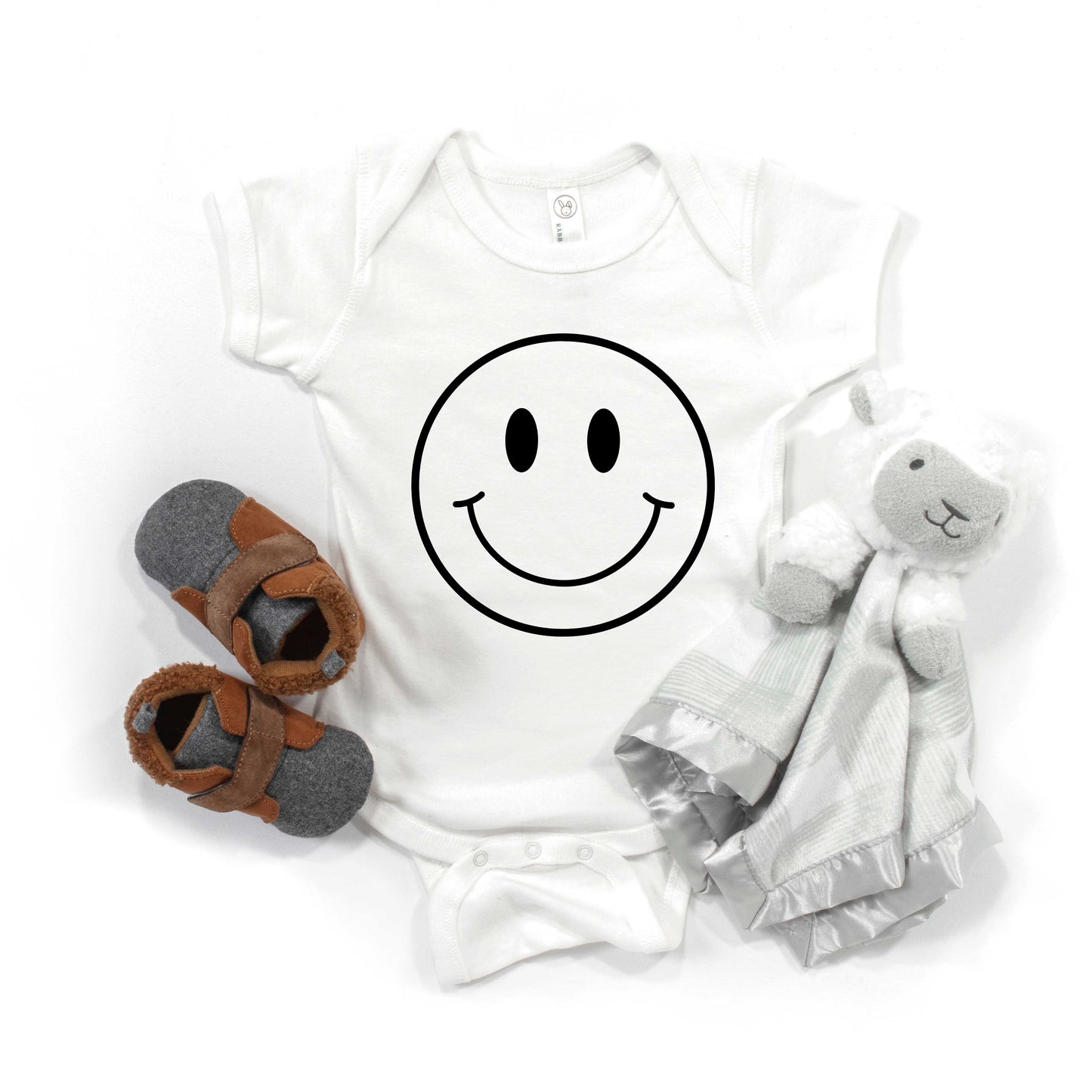 Smiley Face Outline | Baby Graphic Short Sleeve Onesie