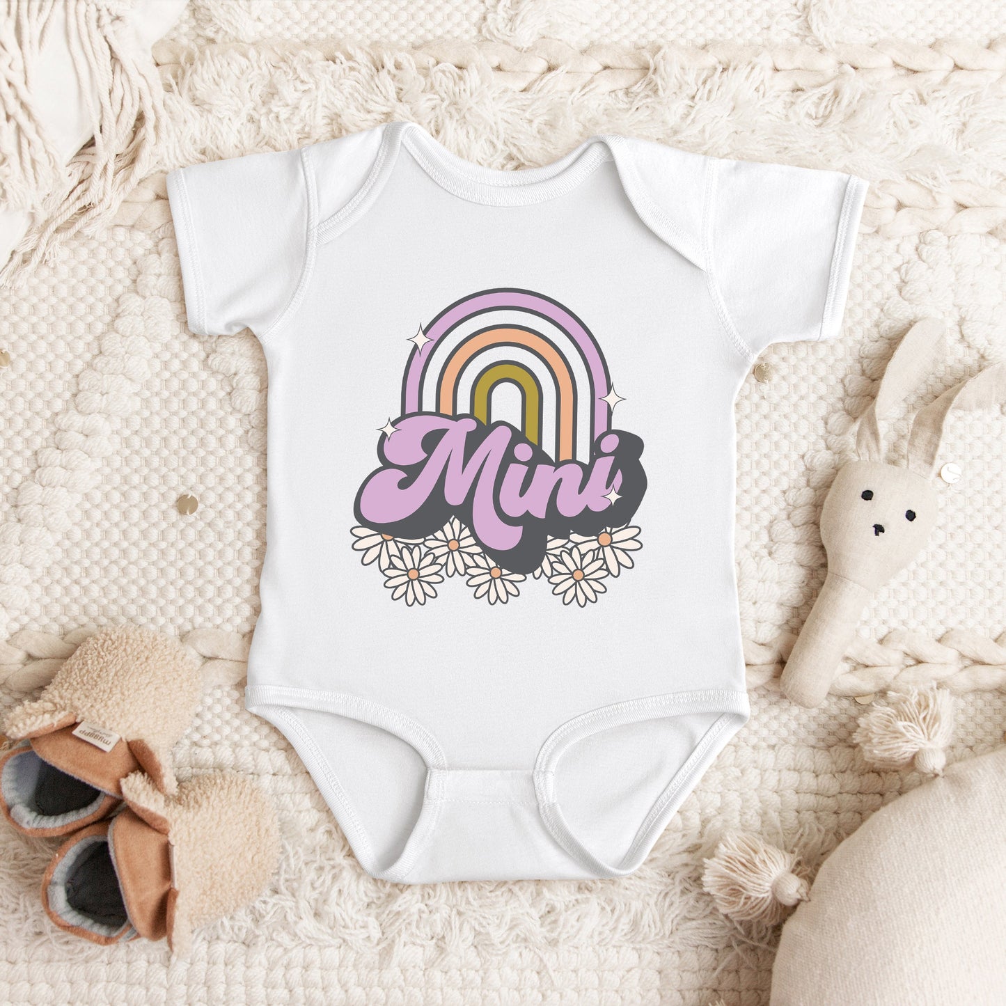 Mini Rainbow Flowers | Baby Graphic Short Sleeve Onesie