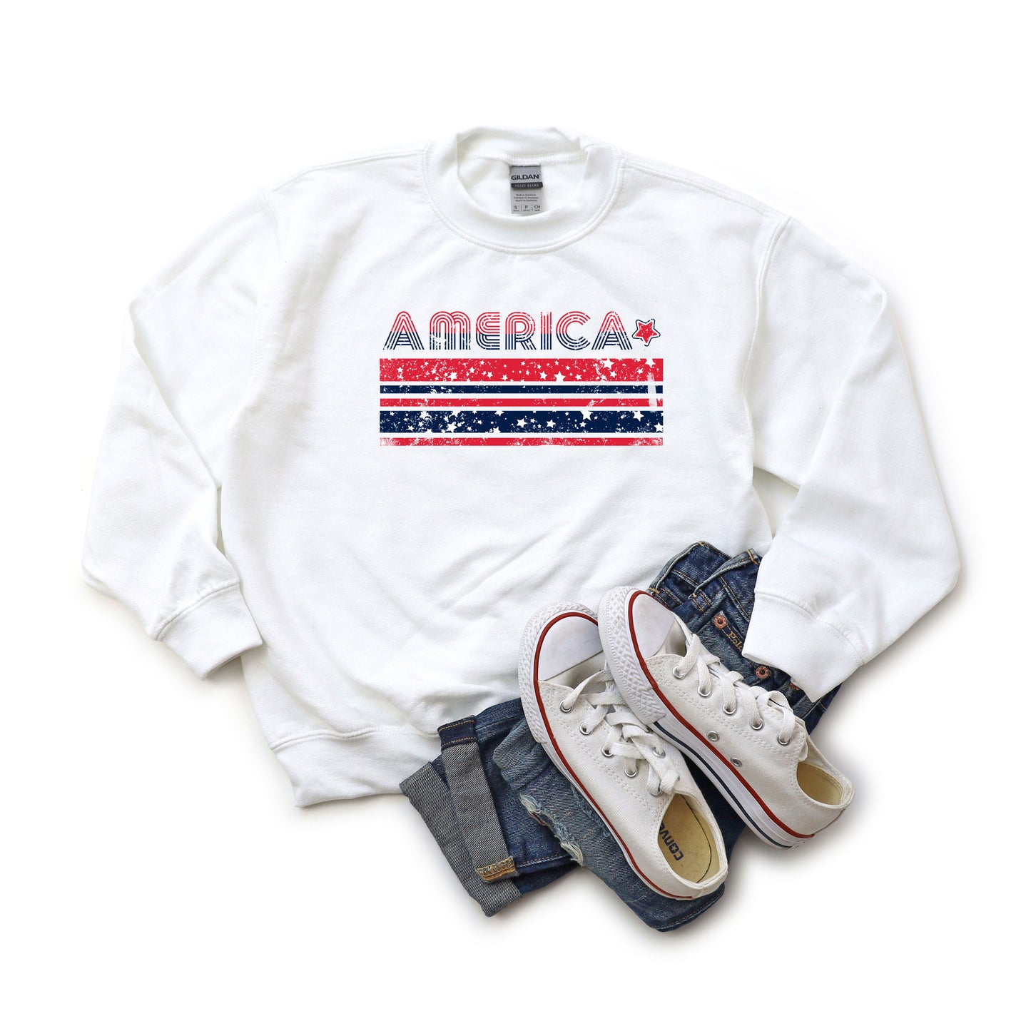 America With Stars And Stripes | Youth Sweatshirt