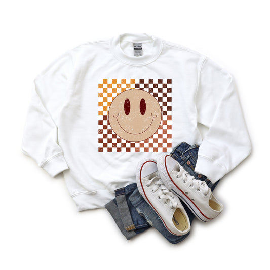 Fall Checkered Smiley | Youth Sweatshirt