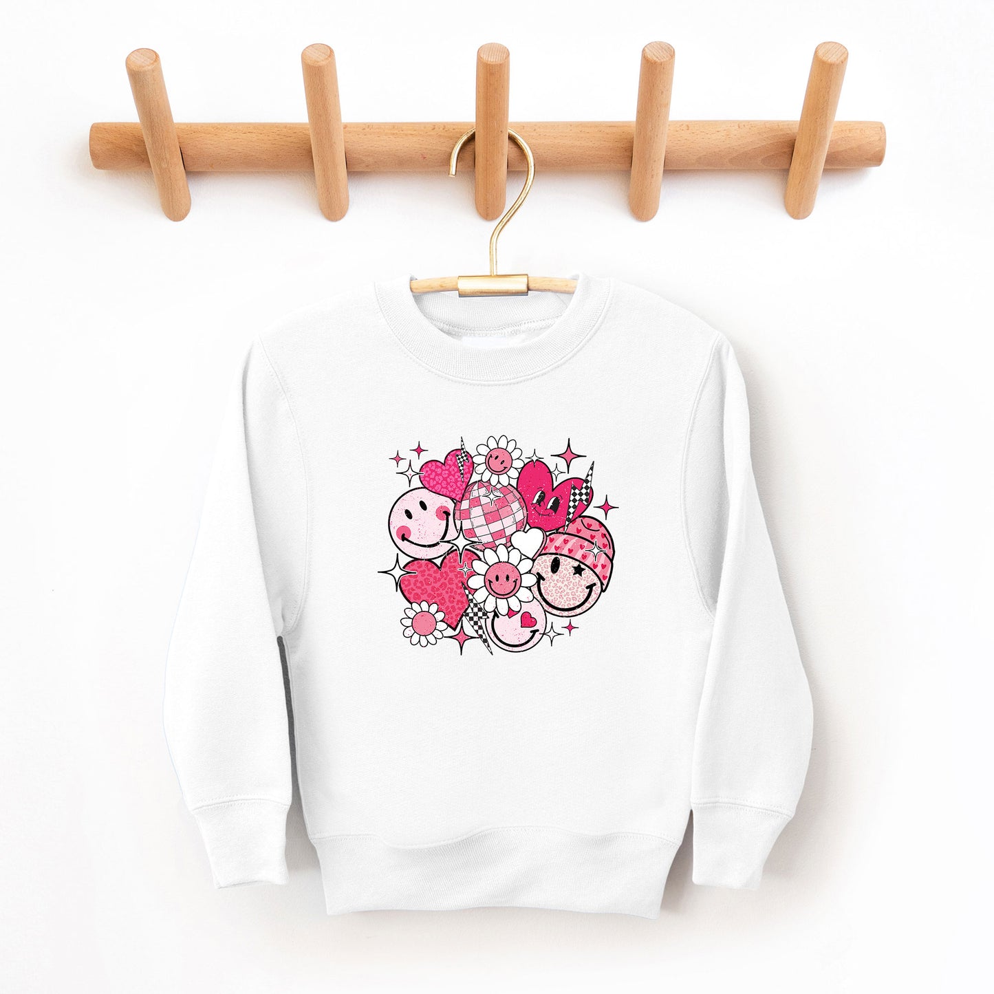 Pink Flower Hearts | Youth Graphic Sweatshirt