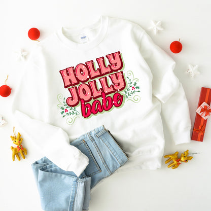 Holly Jolly Babe Stacked | Youth Graphic Sweatshirt